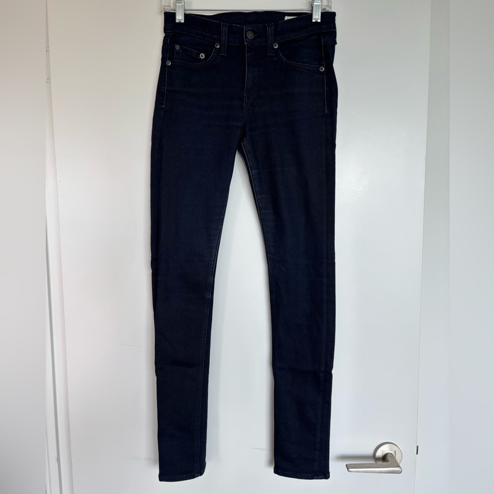 Rag & Bone 14” WAIST Women's High Rise Skinny Jeans, Deep Navy Blue, Size 25.